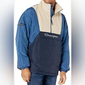 Champion Men's Size L Blue Stadium Anorak Sherpa Pullover